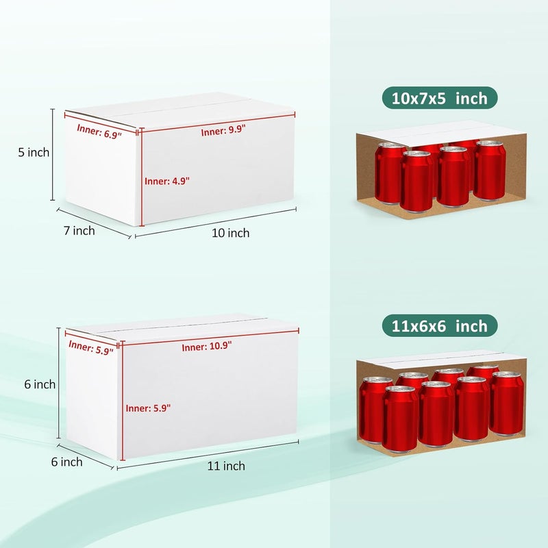 Eupako 30 Pack Small Shipping Boxes Assorted Sizes, 10x7x5 & 11x6x6 15 PCS Each Small Boxes, White Corrugated Box Mailers, Cardboard Boxes for Packaging Small Business, Mailing - Image 2